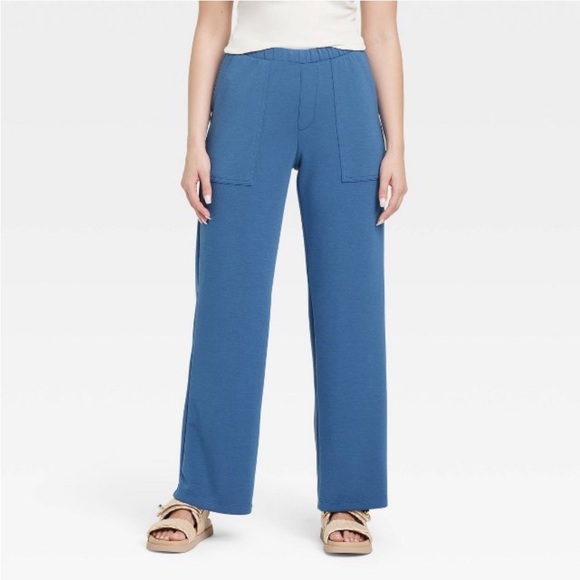 Women’s Mid a Rise Pull On Knit Utility Pants. Blue. M - Picture 4 of 14